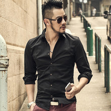 French Cuff Button Men Dress Shirts 2017 New spring Luxury Slim Fit Long Sleeve Brand Formal Business Fashion Shirts Homme