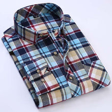 Spring Autumn 2017 Men's Long Sleeve Brushed Flannel Shirt Slim-fit Comfort Soft Cotton Blend Midweight Casual Plaid Work Shirts