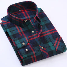 Spring Autumn 2017 Men's Long Sleeve Brushed Flannel Shirt Slim-fit Comfort Soft Cotton Blend Midweight Casual Plaid Work Shirts