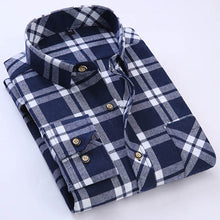 Spring Autumn 2017 Men's Long Sleeve Brushed Flannel Shirt Slim-fit Comfort Soft Cotton Blend Midweight Casual Plaid Work Shirts