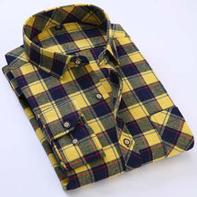 Spring Autumn 2017 Men's Long Sleeve Brushed Flannel Shirt Slim-fit Comfort Soft Cotton Blend Midweight Casual Plaid Work Shirts