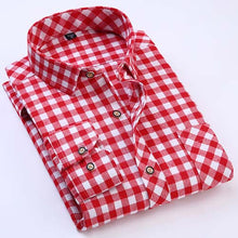 Spring Autumn 2017 Men's Long Sleeve Brushed Flannel Shirt Slim-fit Comfort Soft Cotton Blend Midweight Casual Plaid Work Shirts