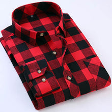 Spring Autumn 2017 Men's Long Sleeve Brushed Flannel Shirt Slim-fit Comfort Soft Cotton Blend Midweight Casual Plaid Work Shirts