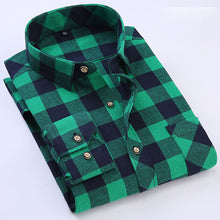 Spring Autumn 2017 Men's Long Sleeve Brushed Flannel Shirt Slim-fit Comfort Soft Cotton Blend Midweight Casual Plaid Work Shirts