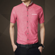 Fashion Brand Clothing Mens Short Sleeve Shirt 2017 Summer New Mandarin Collar Slim Fit Shirt M-5XL Casual Shirt Men Clothes