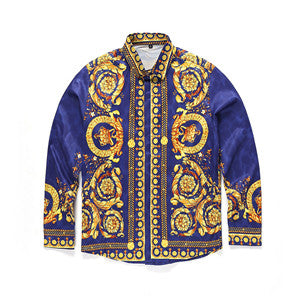 Fashion Medusa Men Brand clothing Digital printing Colour Mixture Luxury Casual Harajuku Shirts Long-sleeved Men's Medusa Shirts