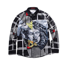 Fashion Medusa Men Brand clothing Digital printing Colour Mixture Luxury Casual Harajuku Shirts Long-sleeved Men's Medusa Shirts