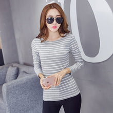 VOLOCEAN Famous Brand Tshirt 2018 Autumn Winter T-shirts For Women Classic Stirped Cotton T Shirt Woman Plus Size Female T-shirt