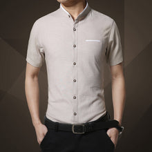 Fashion Brand Clothing Mens Short Sleeve Shirt 2017 Summer New Mandarin Collar Slim Fit Shirt M-5XL Casual Shirt Men Clothes