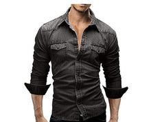 QINGYU Men Shirt Brand 2017 Male Long Sleeve Shirts Casual Solid Color Denim Slim Fit Dress Shirts Mens 3XL 3003